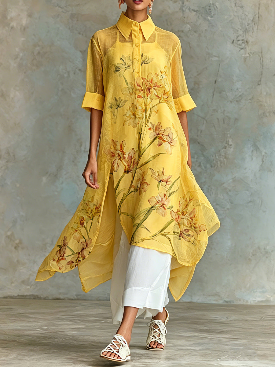 Brunella | Conjunto Completo de Dos Piezas con Vestido Midi Floral