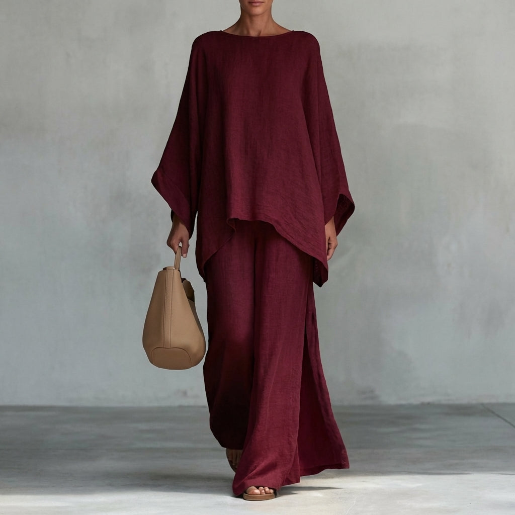 Cristina | Conjunto de Dos Piezas con Mangas Largas y Pantalón Ancho