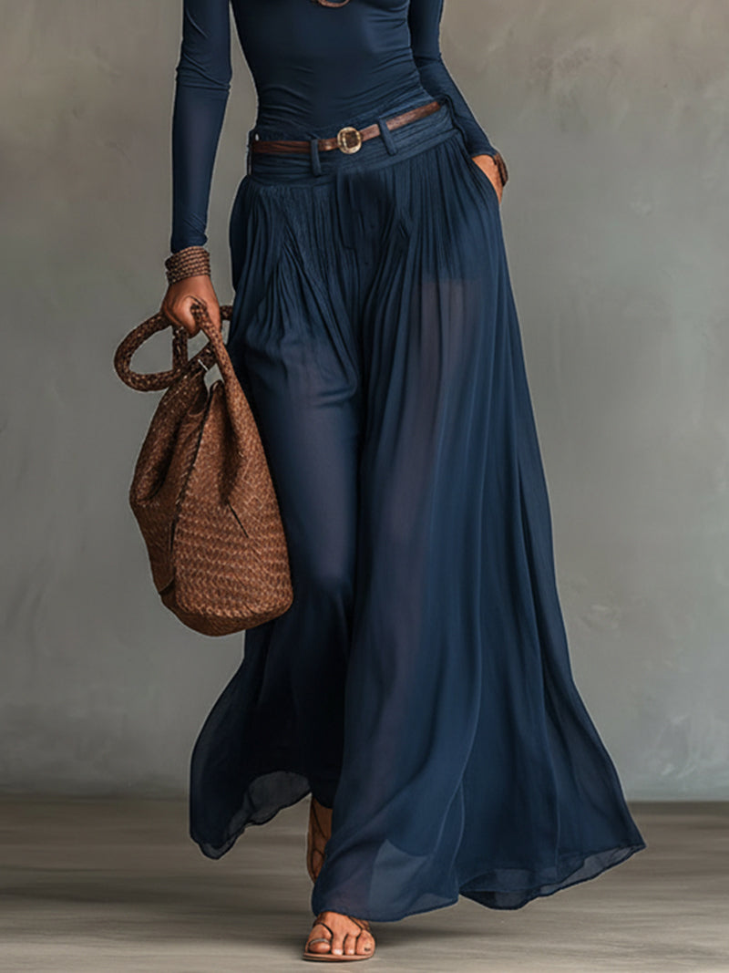 Vittoria | Conjunto de Mono de Tirantes y Falda Maxi de Chiffon Transparente