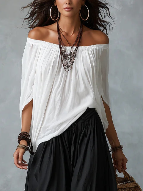 Nicole | Conjunto Completo con Top de Hombros Descubiertos y Pantalones Lantern
